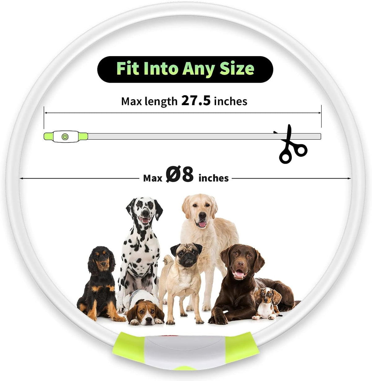 Light up Dog Collar, LED Dog Collar USB Rechargeable, Waterproof Dog Collar Light for Small, Medium, Large Dogs & Cats (Pink+Green)