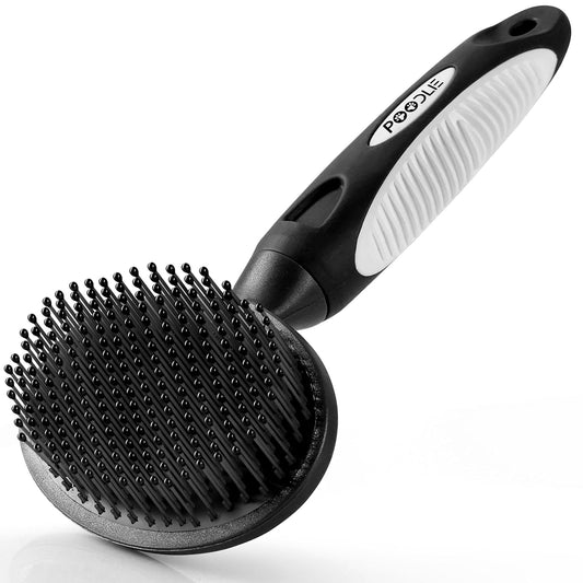 Round Bristle Pet Brush for Dogs and Cats - Soft Dog Brush for Grooming Short or Long Hair - Gentle Tool for Sensitive Skin Removes Dander, Dirt, and Detangles (Blue)