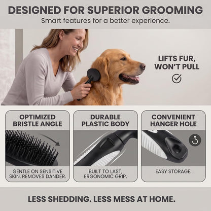 Round Bristle Pet Brush for Dogs and Cats - Soft Dog Brush for Grooming Short or Long Hair - Gentle Tool for Sensitive Skin Removes Dander, Dirt, and Detangles (Blue)