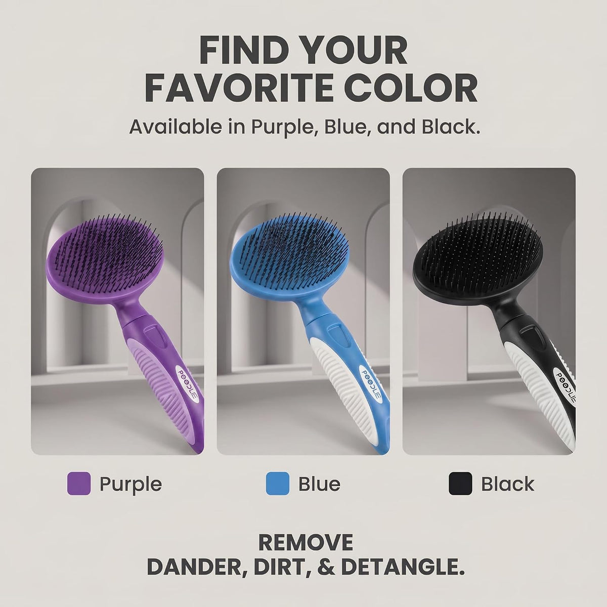 Round Bristle Pet Brush for Dogs and Cats - Soft Dog Brush for Grooming Short or Long Hair - Gentle Tool for Sensitive Skin Removes Dander, Dirt, and Detangles (Blue)