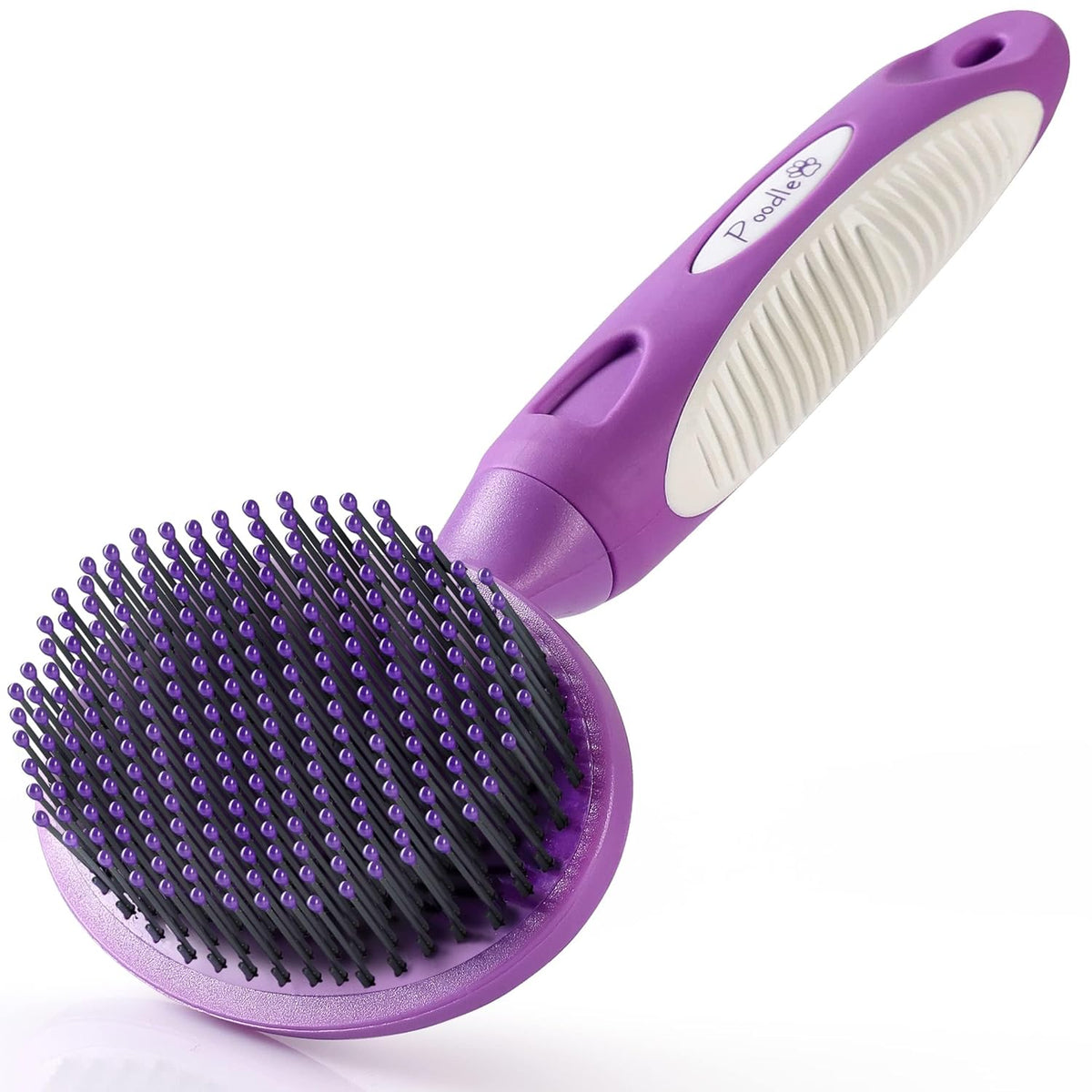 Round Bristle Pet Brush for Dogs and Cats - Soft Dog Brush for Grooming Short or Long Hair - Gentle Tool for Sensitive Skin Removes Dander, Dirt, and Detangles (Blue)