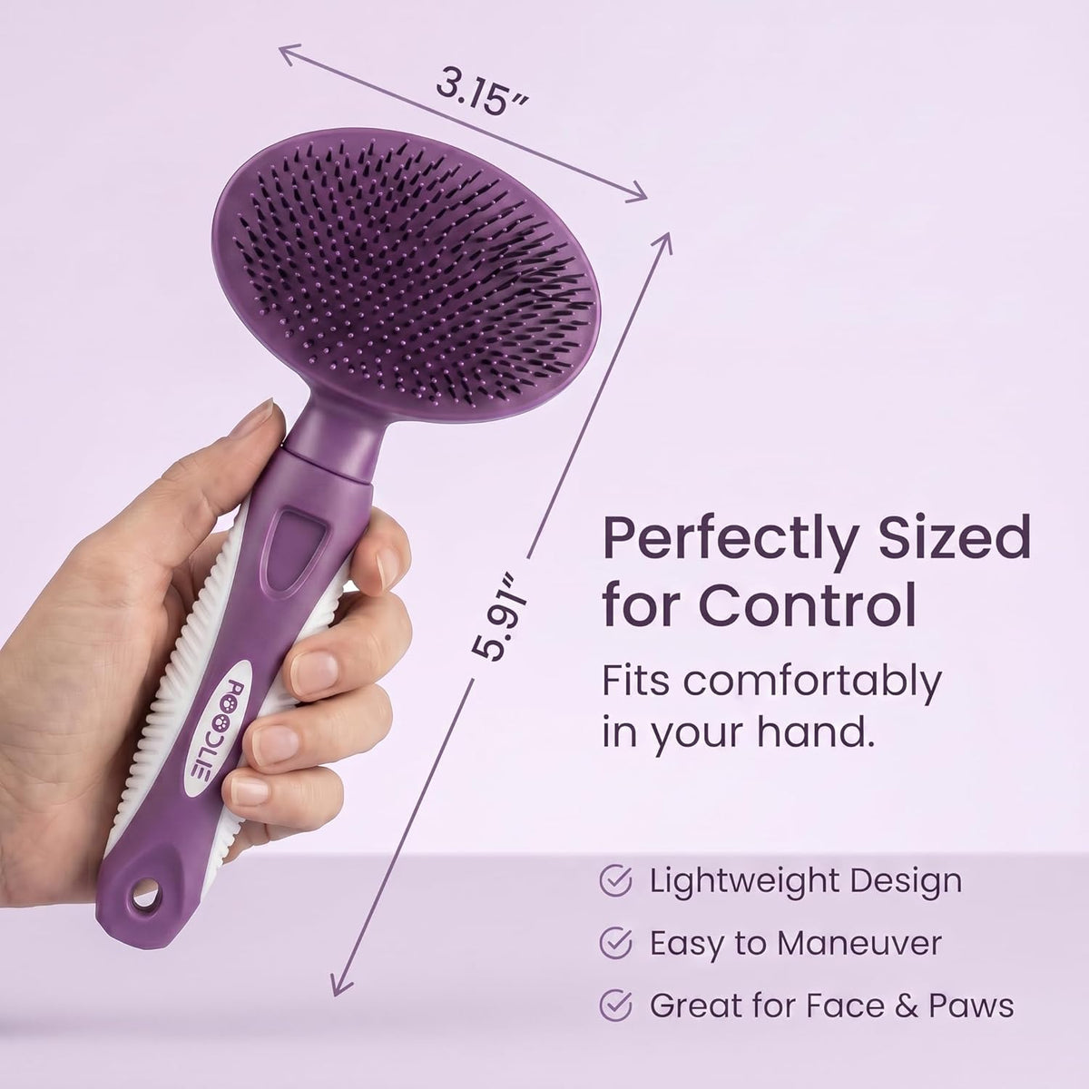 Round Bristle Pet Brush for Dogs and Cats - Soft Dog Brush for Grooming Short or Long Hair - Gentle Tool for Sensitive Skin Removes Dander, Dirt, and Detangles (Blue)