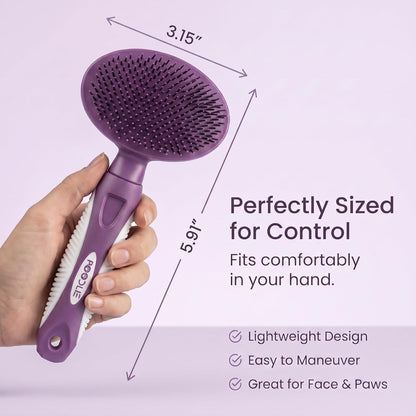 Round Bristle Pet Brush for Dogs and Cats - Soft Dog Brush for Grooming Short or Long Hair - Gentle Tool for Sensitive Skin Removes Dander, Dirt, and Detangles (Blue)