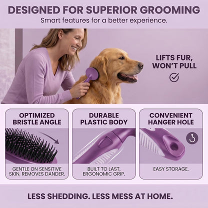 Round Bristle Pet Brush for Dogs and Cats - Soft Dog Brush for Grooming Short or Long Hair - Gentle Tool for Sensitive Skin Removes Dander, Dirt, and Detangles (Blue)