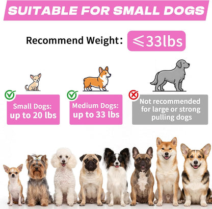 Retractable Dog Leash with USB Rechargeable Flashlight, Pink