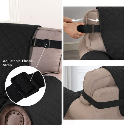 Reversible Couch Cover for 3 Cushion Cover Pet Friendly Sofa Cover for Dog Washable Furniture Protector Water Resistant Slipcover with Non Slip Elastic Strap(Sofa, Ivory/Beige)