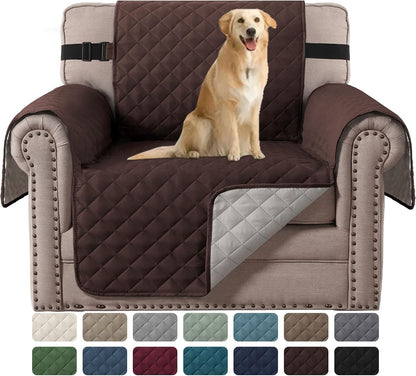 Reversible Couch Cover for 3 Cushion Cover Pet Friendly Sofa Cover for Dog Washable Furniture Protector Water Resistant Slipcover with Non Slip Elastic Strap(Sofa, Ivory/Beige)