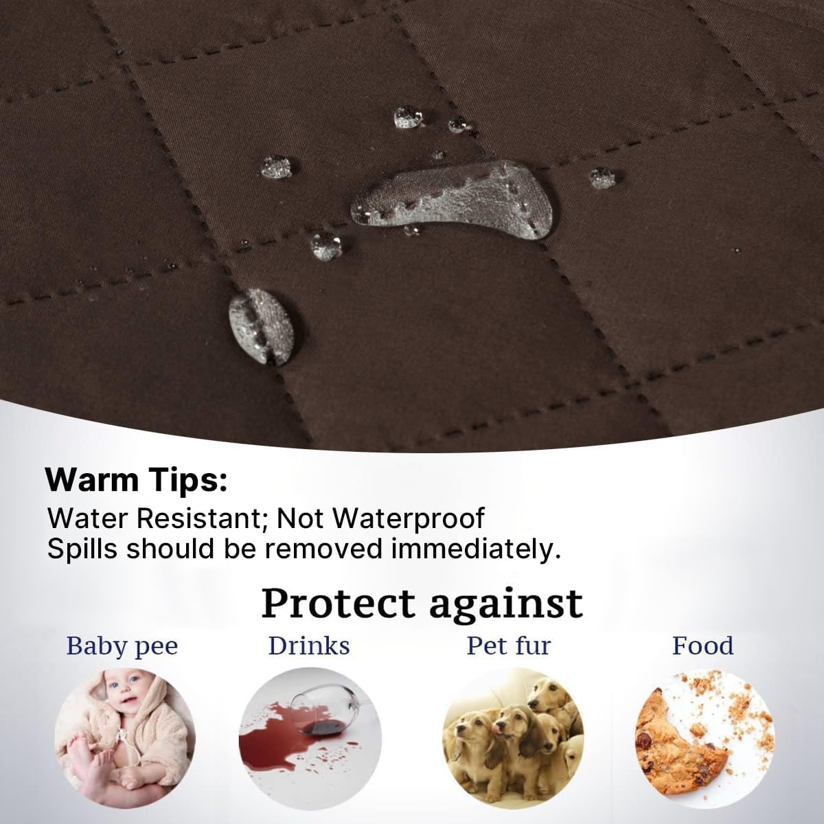 Reversible Couch Cover for 3 Cushion Cover Pet Friendly Sofa Cover for Dog Washable Furniture Protector Water Resistant Slipcover with Non Slip Elastic Strap(Sofa, Ivory/Beige)