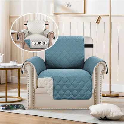 Reversible Couch Cover for 3 Cushion Cover Pet Friendly Sofa Cover for Dog Washable Furniture Protector Water Resistant Slipcover with Non Slip Elastic Strap(Sofa, Ivory/Beige)