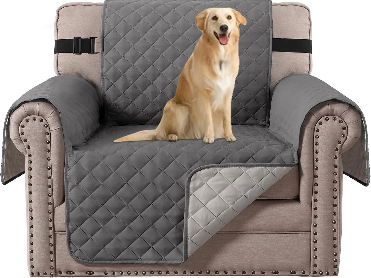 Reversible Couch Cover for 3 Cushion Cover Pet Friendly Sofa Cover for Dog Washable Furniture Protector Water Resistant Slipcover with Non Slip Elastic Strap(Sofa, Ivory/Beige)