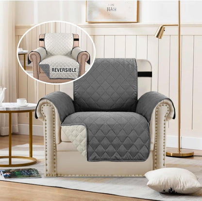 Reversible Couch Cover for 3 Cushion Cover Pet Friendly Sofa Cover for Dog Washable Furniture Protector Water Resistant Slipcover with Non Slip Elastic Strap(Sofa, Ivory/Beige)