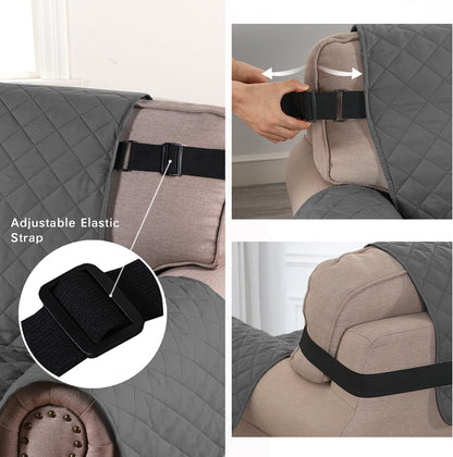 Reversible Couch Cover for 3 Cushion Cover Pet Friendly Sofa Cover for Dog Washable Furniture Protector Water Resistant Slipcover with Non Slip Elastic Strap(Sofa, Ivory/Beige)