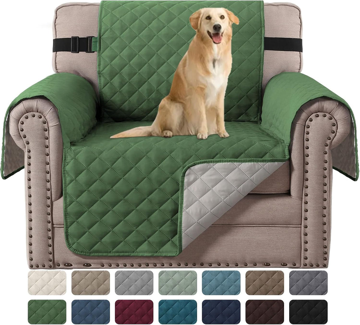 Reversible Couch Cover for 3 Cushion Cover Pet Friendly Sofa Cover for Dog Washable Furniture Protector Water Resistant Slipcover with Non Slip Elastic Strap(Sofa, Ivory/Beige)