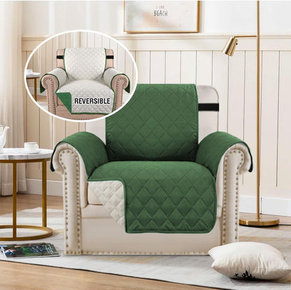 Reversible Couch Cover for 3 Cushion Cover Pet Friendly Sofa Cover for Dog Washable Furniture Protector Water Resistant Slipcover with Non Slip Elastic Strap(Sofa, Ivory/Beige)