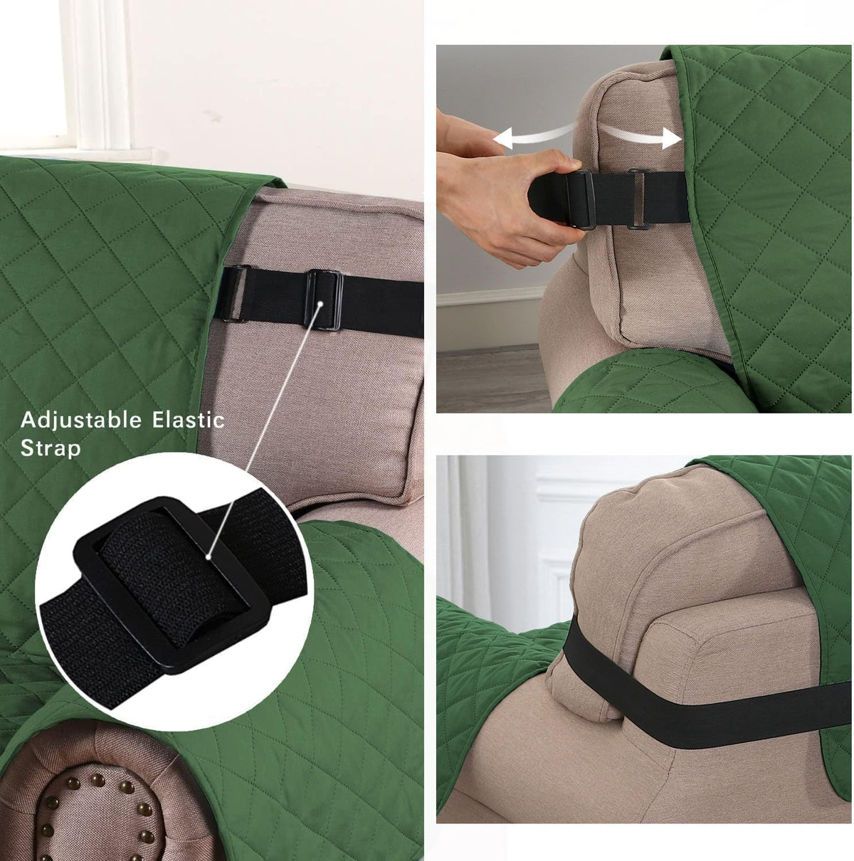 Reversible Couch Cover for 3 Cushion Cover Pet Friendly Sofa Cover for Dog Washable Furniture Protector Water Resistant Slipcover with Non Slip Elastic Strap(Sofa, Ivory/Beige)