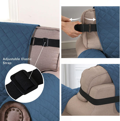 Reversible Couch Cover for 3 Cushion Cover Pet Friendly Sofa Cover for Dog Washable Furniture Protector Water Resistant Slipcover with Non Slip Elastic Strap(Sofa, Ivory/Beige)