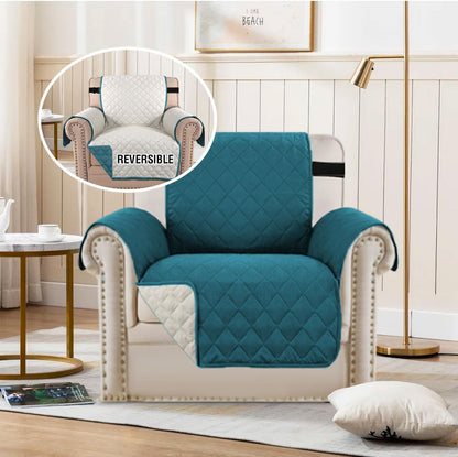 Reversible Couch Cover for 3 Cushion Cover Pet Friendly Sofa Cover for Dog Washable Furniture Protector Water Resistant Slipcover with Non Slip Elastic Strap(Sofa, Ivory/Beige)