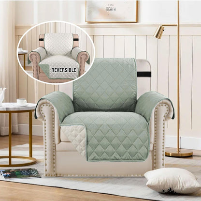 Reversible Couch Cover for 3 Cushion Cover Pet Friendly Sofa Cover for Dog Washable Furniture Protector Water Resistant Slipcover with Non Slip Elastic Strap(Sofa, Ivory/Beige)