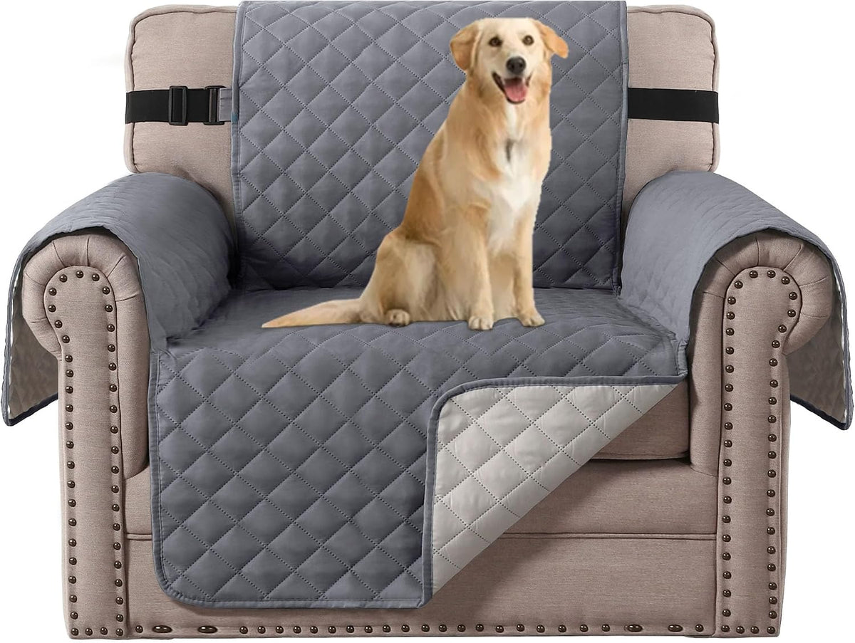 Reversible Couch Cover for 3 Cushion Cover Pet Friendly Sofa Cover for Dog Washable Furniture Protector Water Resistant Slipcover with Non Slip Elastic Strap(Sofa, Ivory/Beige)