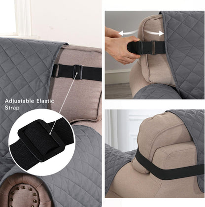 Reversible Couch Cover for 3 Cushion Cover Pet Friendly Sofa Cover for Dog Washable Furniture Protector Water Resistant Slipcover with Non Slip Elastic Strap(Sofa, Ivory/Beige)
