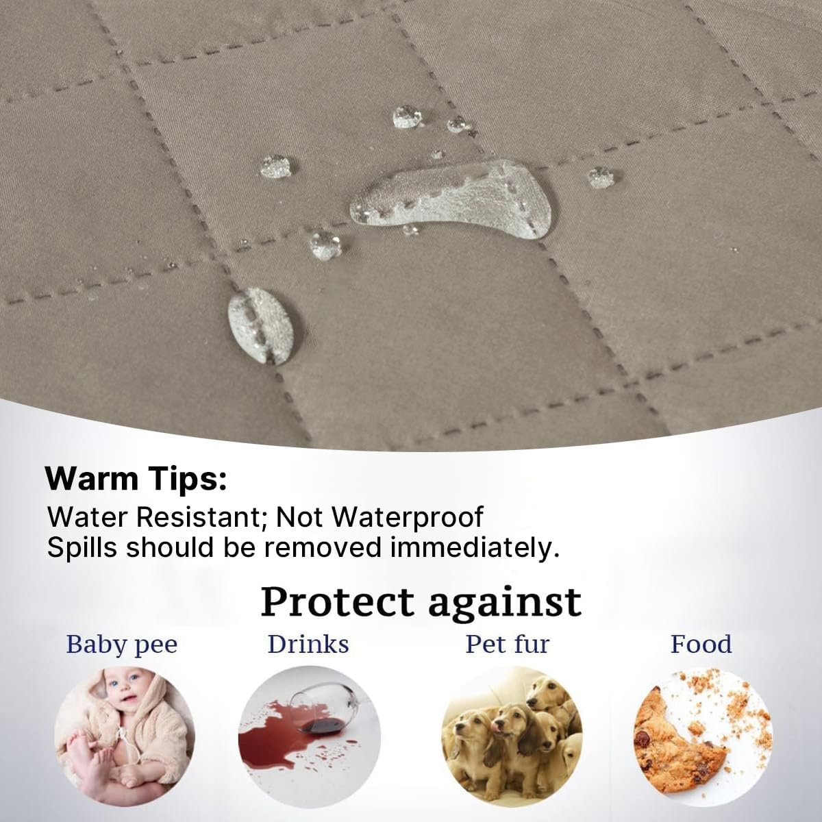 Reversible Couch Cover for 3 Cushion Cover Pet Friendly Sofa Cover for Dog Washable Furniture Protector Water Resistant Slipcover with Non Slip Elastic Strap(Sofa, Ivory/Beige)