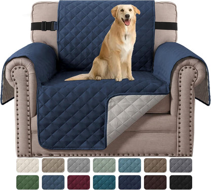 Reversible Couch Cover for 3 Cushion Cover Pet Friendly Sofa Cover for Dog Washable Furniture Protector Water Resistant Slipcover with Non Slip Elastic Strap(Sofa, Ivory/Beige)