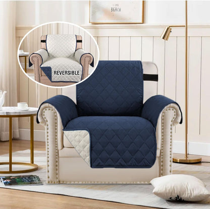 Reversible Couch Cover for 3 Cushion Cover Pet Friendly Sofa Cover for Dog Washable Furniture Protector Water Resistant Slipcover with Non Slip Elastic Strap(Sofa, Ivory/Beige)