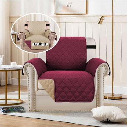 Reversible Couch Cover for 3 Cushion Cover Pet Friendly Sofa Cover for Dog Washable Furniture Protector Water Resistant Slipcover with Non Slip Elastic Strap(Sofa, Ivory/Beige)
