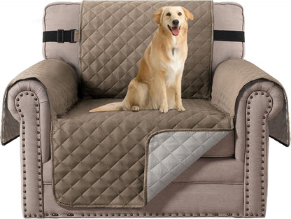 Reversible Couch Cover for 3 Cushion Cover Pet Friendly Sofa Cover for Dog Washable Furniture Protector Water Resistant Slipcover with Non Slip Elastic Strap(Sofa, Ivory/Beige)