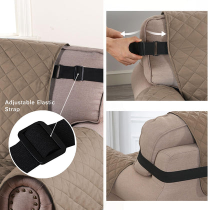 Reversible Couch Cover for 3 Cushion Cover Pet Friendly Sofa Cover for Dog Washable Furniture Protector Water Resistant Slipcover with Non Slip Elastic Strap(Sofa, Ivory/Beige)