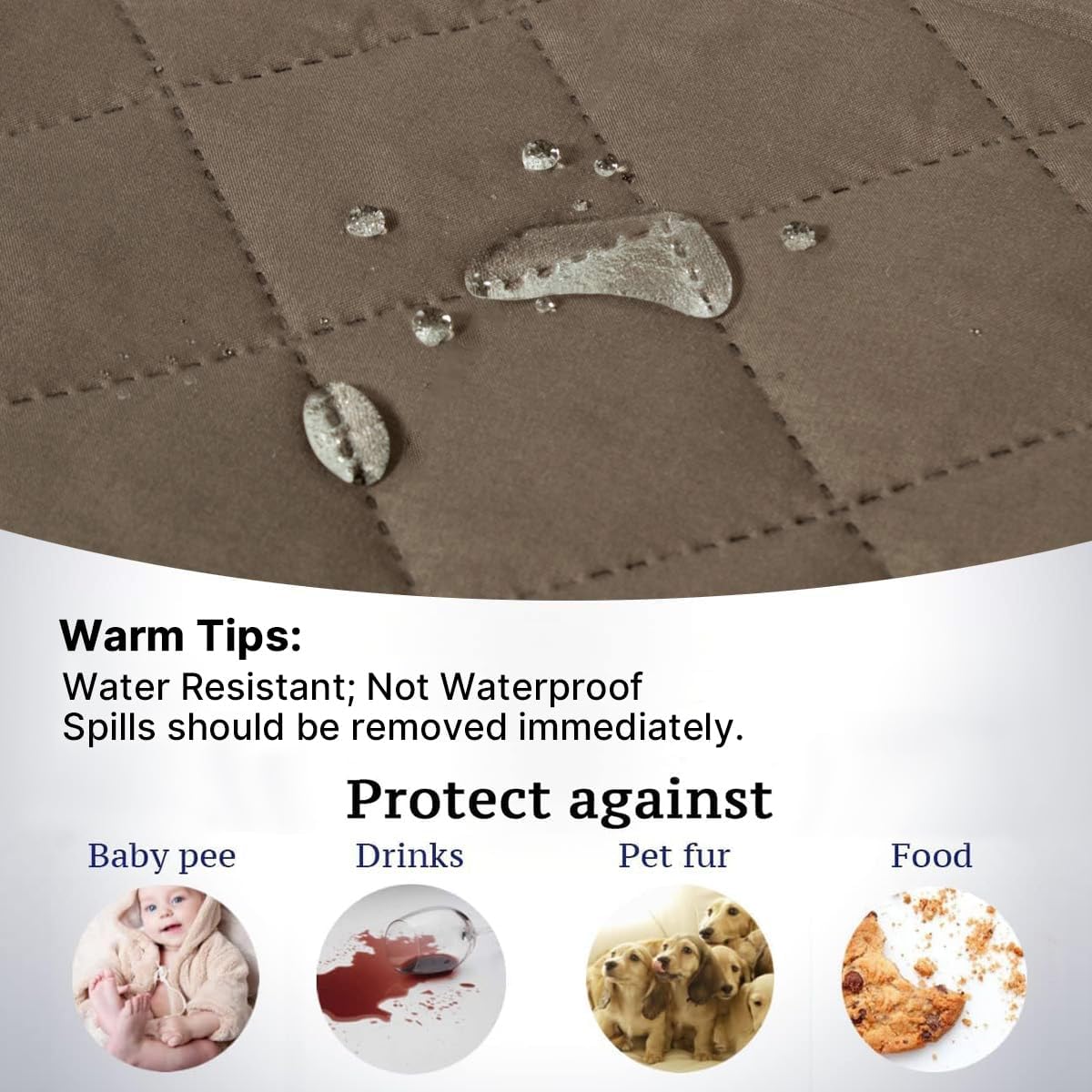 Reversible Couch Cover for 3 Cushion Cover Pet Friendly Sofa Cover for Dog Washable Furniture Protector Water Resistant Slipcover with Non Slip Elastic Strap(Sofa, Ivory/Beige)