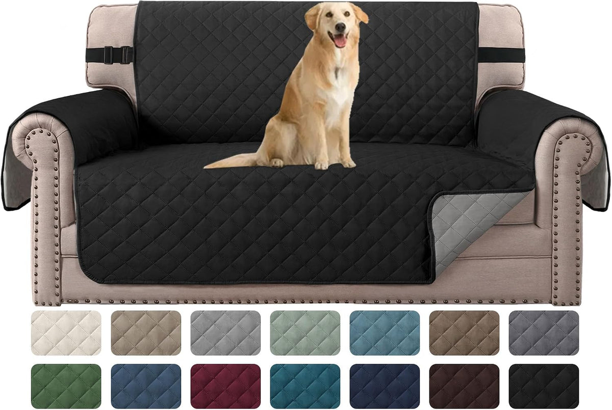 Reversible Couch Cover for 3 Cushion Cover Pet Friendly Sofa Cover for Dog Washable Furniture Protector Water Resistant Slipcover with Non Slip Elastic Strap(Sofa, Ivory/Beige)