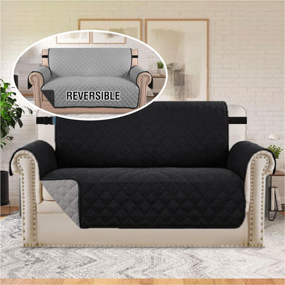 Reversible Couch Cover for 3 Cushion Cover Pet Friendly Sofa Cover for Dog Washable Furniture Protector Water Resistant Slipcover with Non Slip Elastic Strap(Sofa, Ivory/Beige)