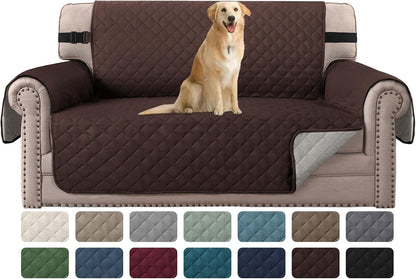 Reversible Couch Cover for 3 Cushion Cover Pet Friendly Sofa Cover for Dog Washable Furniture Protector Water Resistant Slipcover with Non Slip Elastic Strap(Sofa, Ivory/Beige)