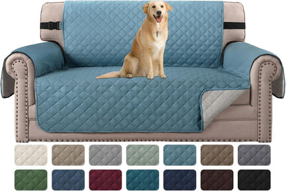 Reversible Couch Cover for 3 Cushion Cover Pet Friendly Sofa Cover for Dog Washable Furniture Protector Water Resistant Slipcover with Non Slip Elastic Strap(Sofa, Ivory/Beige)