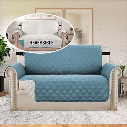Reversible Couch Cover for 3 Cushion Cover Pet Friendly Sofa Cover for Dog Washable Furniture Protector Water Resistant Slipcover with Non Slip Elastic Strap(Sofa, Ivory/Beige)