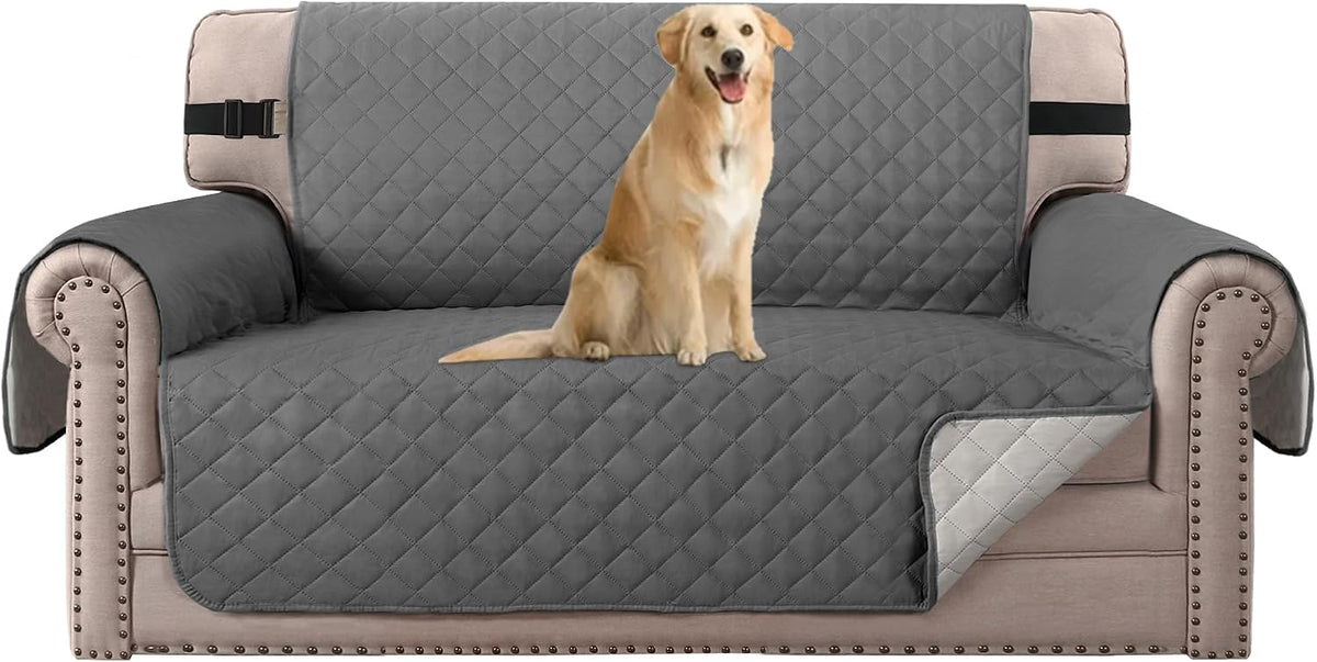 Reversible Couch Cover for 3 Cushion Cover Pet Friendly Sofa Cover for Dog Washable Furniture Protector Water Resistant Slipcover with Non Slip Elastic Strap(Sofa, Ivory/Beige)