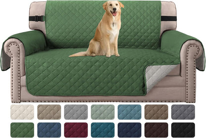 Reversible Couch Cover for 3 Cushion Cover Pet Friendly Sofa Cover for Dog Washable Furniture Protector Water Resistant Slipcover with Non Slip Elastic Strap(Sofa, Ivory/Beige)