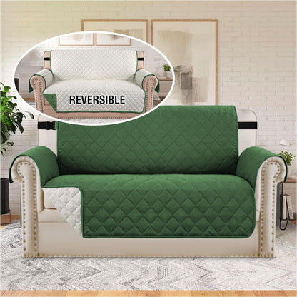 Reversible Couch Cover for 3 Cushion Cover Pet Friendly Sofa Cover for Dog Washable Furniture Protector Water Resistant Slipcover with Non Slip Elastic Strap(Sofa, Ivory/Beige)