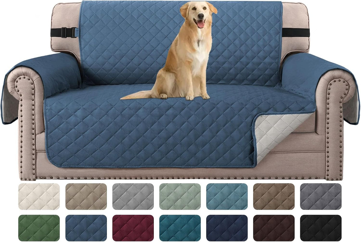 Reversible Couch Cover for 3 Cushion Cover Pet Friendly Sofa Cover for Dog Washable Furniture Protector Water Resistant Slipcover with Non Slip Elastic Strap(Sofa, Ivory/Beige)