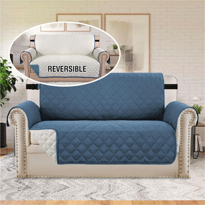 Reversible Couch Cover for 3 Cushion Cover Pet Friendly Sofa Cover for Dog Washable Furniture Protector Water Resistant Slipcover with Non Slip Elastic Strap(Sofa, Ivory/Beige)