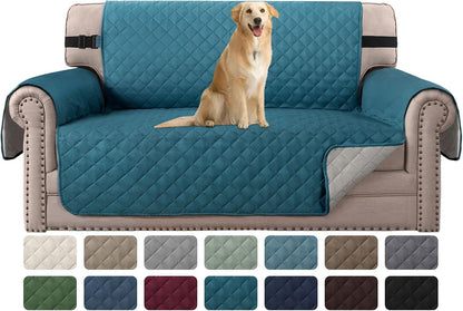 Reversible Couch Cover for 3 Cushion Cover Pet Friendly Sofa Cover for Dog Washable Furniture Protector Water Resistant Slipcover with Non Slip Elastic Strap(Sofa, Ivory/Beige)