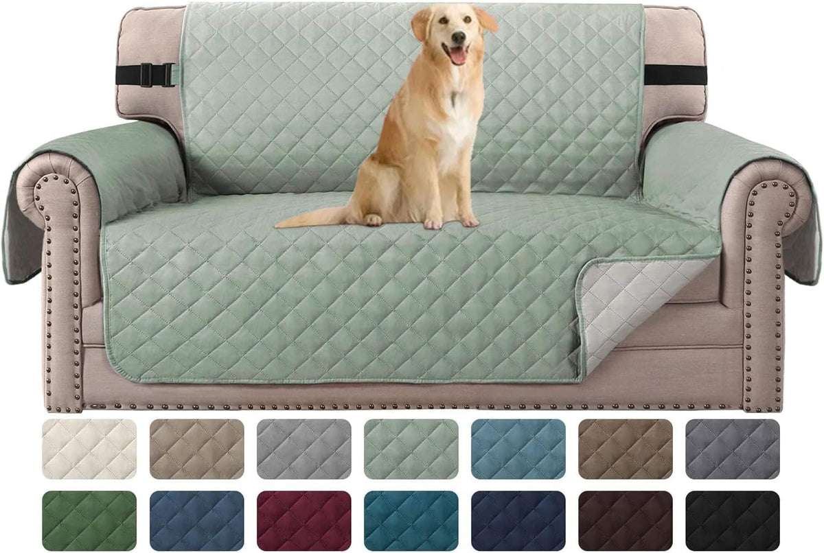 Reversible Couch Cover for 3 Cushion Cover Pet Friendly Sofa Cover for Dog Washable Furniture Protector Water Resistant Slipcover with Non Slip Elastic Strap(Sofa, Ivory/Beige)