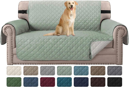 Reversible Couch Cover for 3 Cushion Cover Pet Friendly Sofa Cover for Dog Washable Furniture Protector Water Resistant Slipcover with Non Slip Elastic Strap(Sofa, Ivory/Beige)