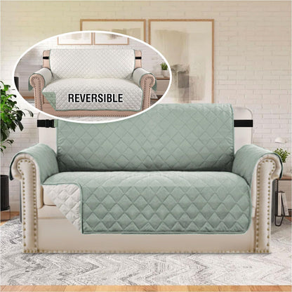Reversible Couch Cover for 3 Cushion Cover Pet Friendly Sofa Cover for Dog Washable Furniture Protector Water Resistant Slipcover with Non Slip Elastic Strap(Sofa, Ivory/Beige)