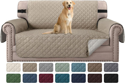 Reversible Couch Cover for 3 Cushion Cover Pet Friendly Sofa Cover for Dog Washable Furniture Protector Water Resistant Slipcover with Non Slip Elastic Strap(Sofa, Ivory/Beige)