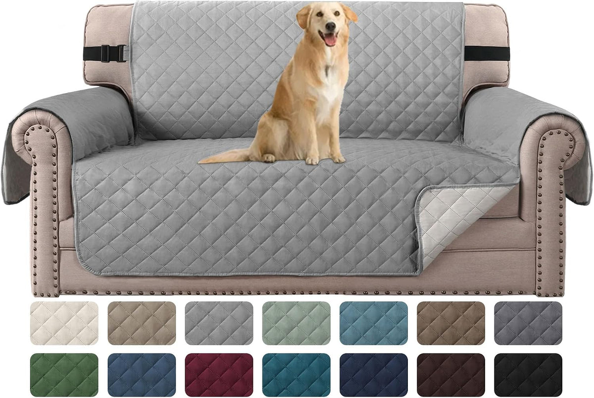 Reversible Couch Cover for 3 Cushion Cover Pet Friendly Sofa Cover for Dog Washable Furniture Protector Water Resistant Slipcover with Non Slip Elastic Strap(Sofa, Ivory/Beige)