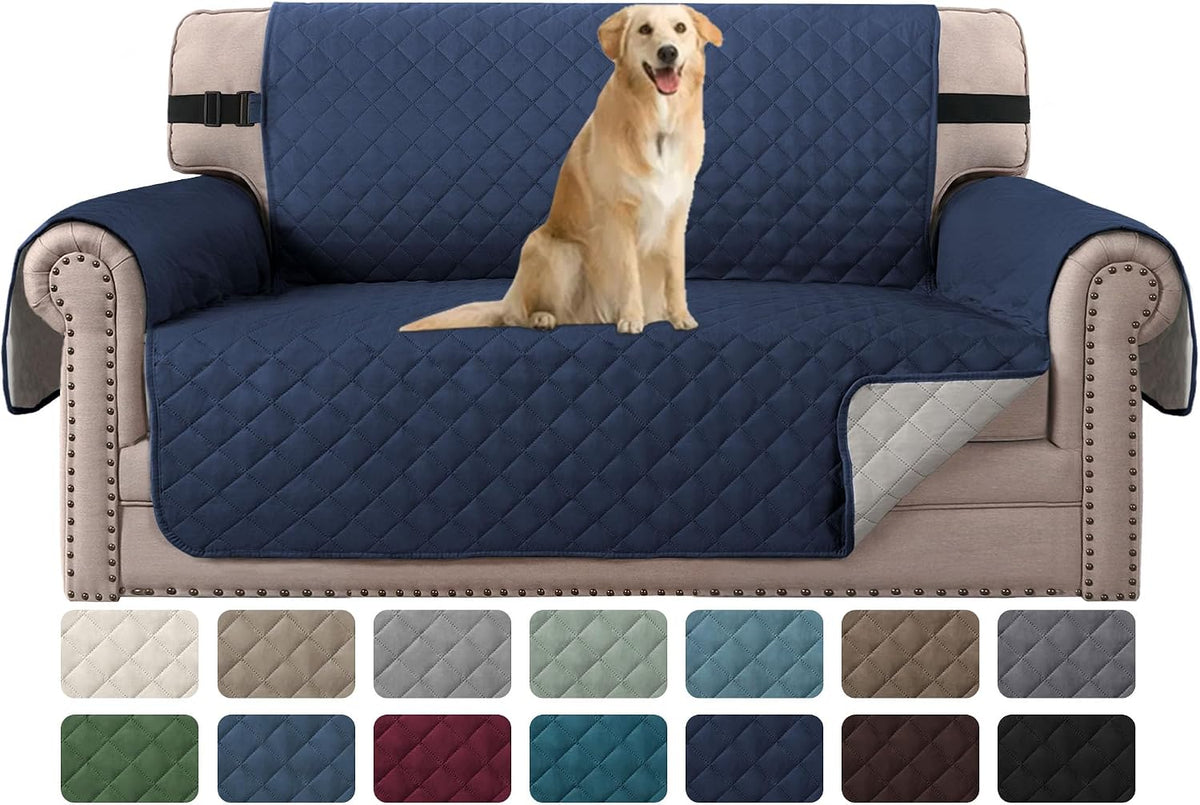 Reversible Couch Cover for 3 Cushion Cover Pet Friendly Sofa Cover for Dog Washable Furniture Protector Water Resistant Slipcover with Non Slip Elastic Strap(Sofa, Ivory/Beige)