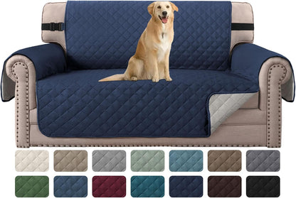 Reversible Couch Cover for 3 Cushion Cover Pet Friendly Sofa Cover for Dog Washable Furniture Protector Water Resistant Slipcover with Non Slip Elastic Strap(Sofa, Ivory/Beige)