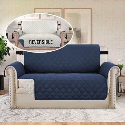 Reversible Couch Cover for 3 Cushion Cover Pet Friendly Sofa Cover for Dog Washable Furniture Protector Water Resistant Slipcover with Non Slip Elastic Strap(Sofa, Ivory/Beige)